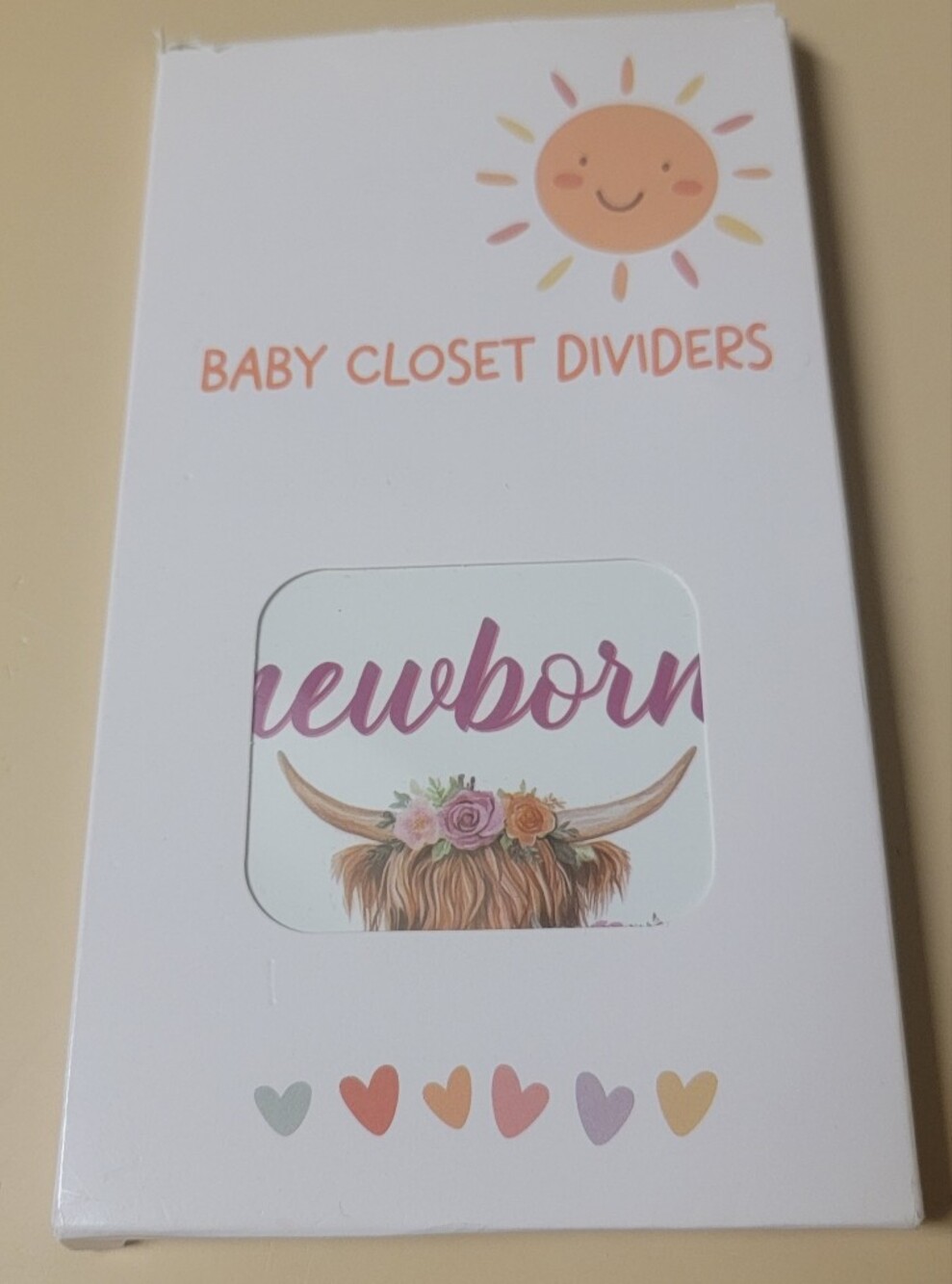 Newborn Baby Closet Divider - Pink Floral Highland Cow